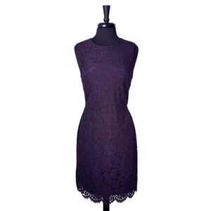 NWT Banana Republic Women’s Dress Size 6 Burgundy Navy Lace Sheath Midi Length